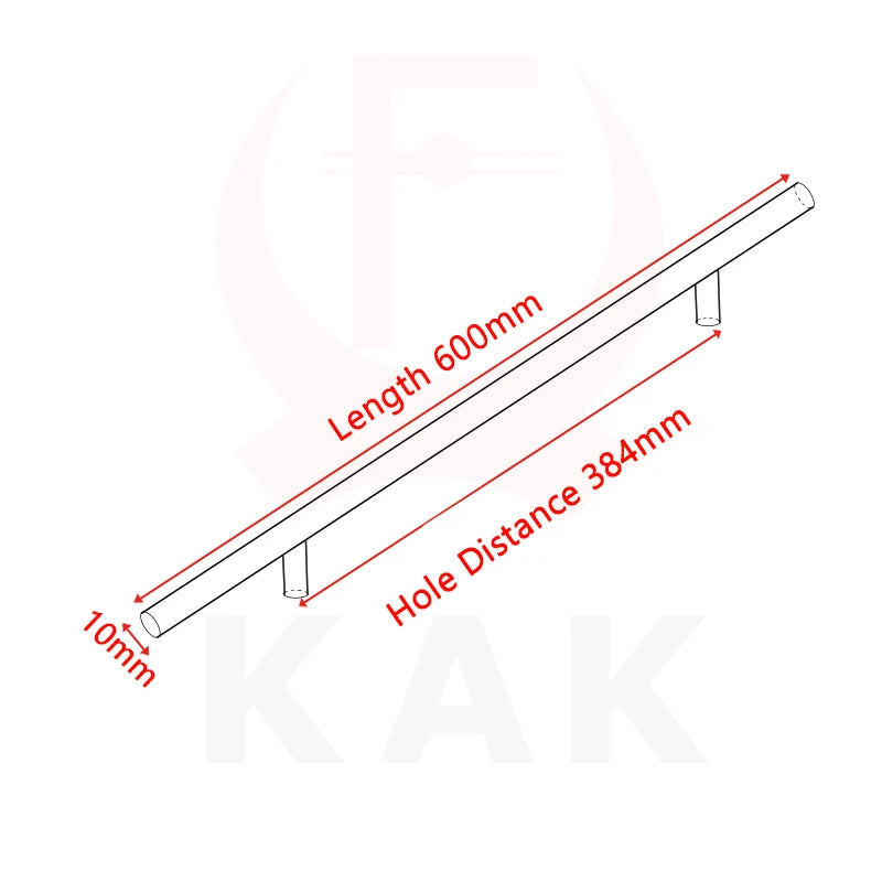 KAK 2" ~ 20'' Gold Kitchen Door T Bar Straight Handle Knobs Cabinet Pull Diameter 10mm Stainless Steel Handles Furniture Handle