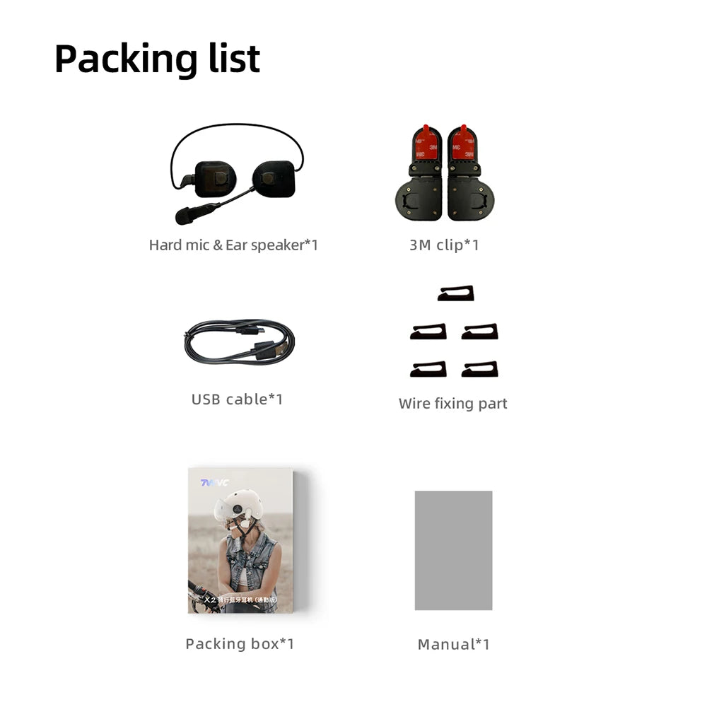 Kebidumei Motorcycle Helmet Headset Wireless Hands-free Call Kit Bluetooth 5.3 Waterproof MP3 Music Player Speaker Earphone