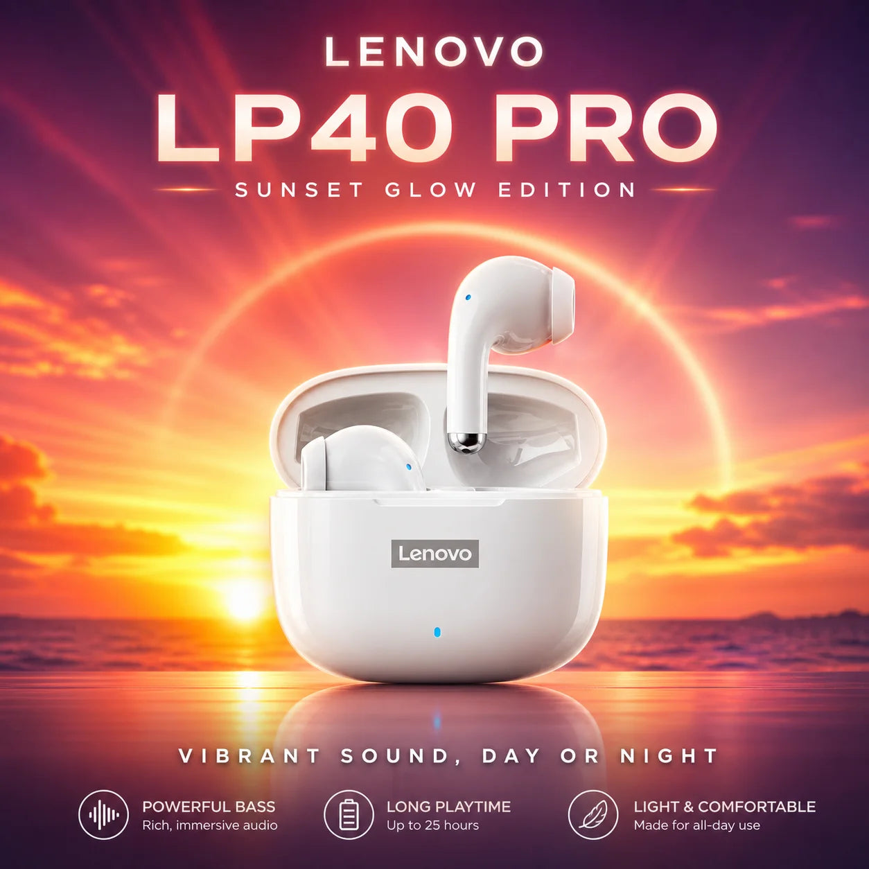 NEW Lenovo LP40 Pro TWS Bluetooth 5.3 Quick Connect Earphones  Ergonomic  Design  Headphones Powerful Transmission Speed Headset