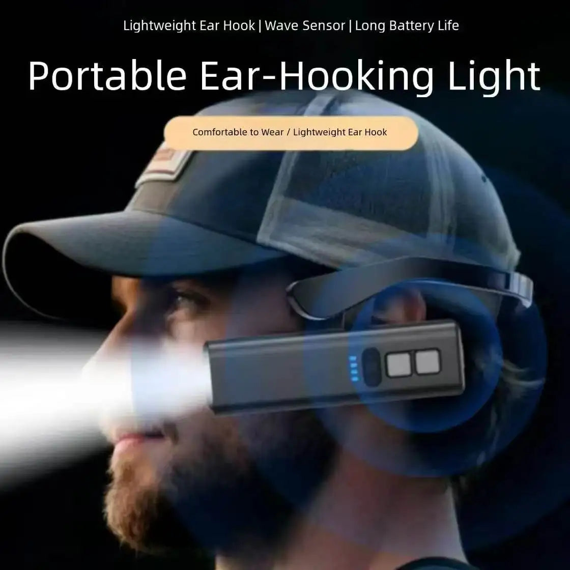 Rechargeable Waterproof Ear Clip Headlamp Bright LED Headlight for Fishing Hiking Running Cycling Outdoor Activities