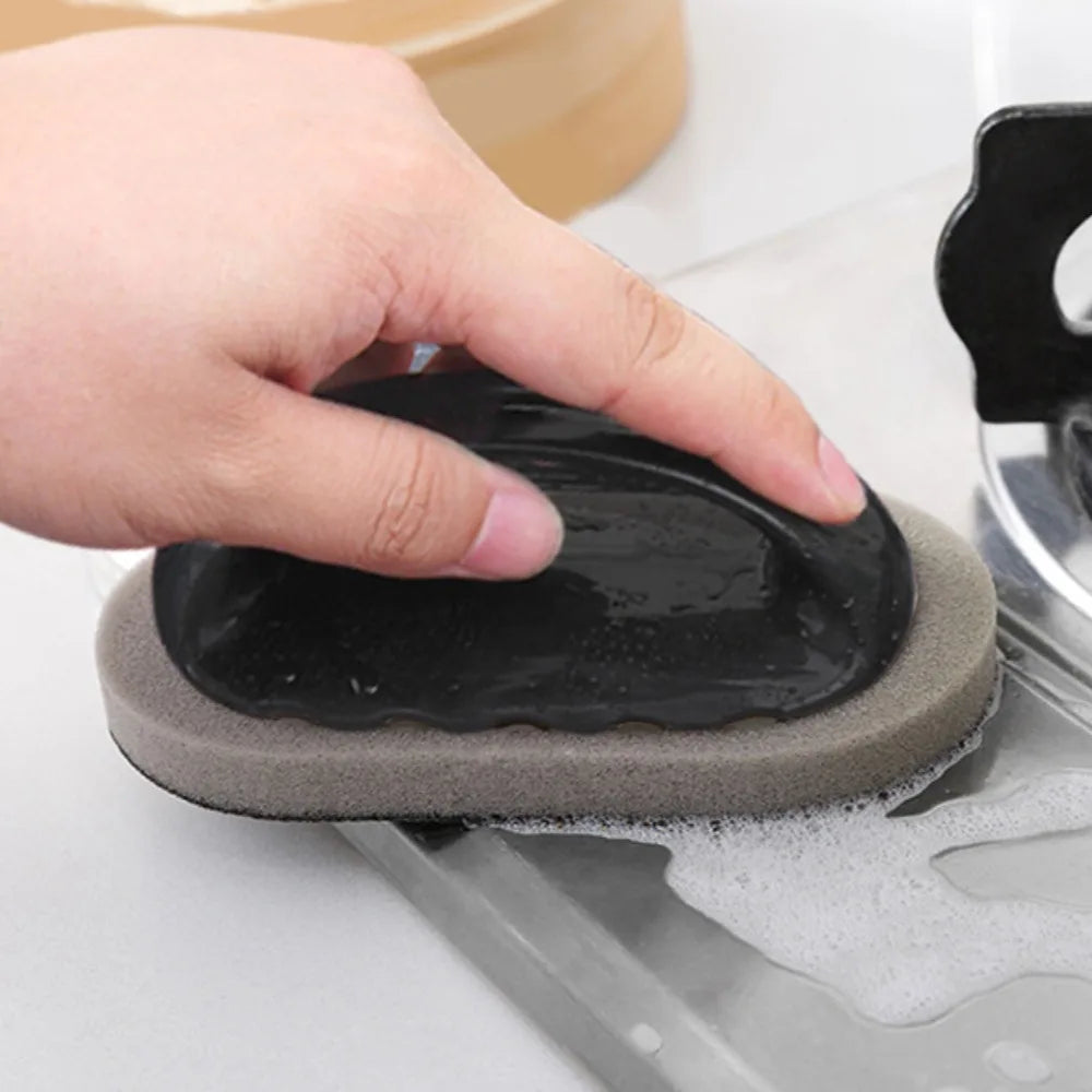 Magic Emery Sponge Brush Wipe Eraser Cleaner Kitchen Bath Rust Strong Decontamination Cleaning Tools With Handle Household Tools