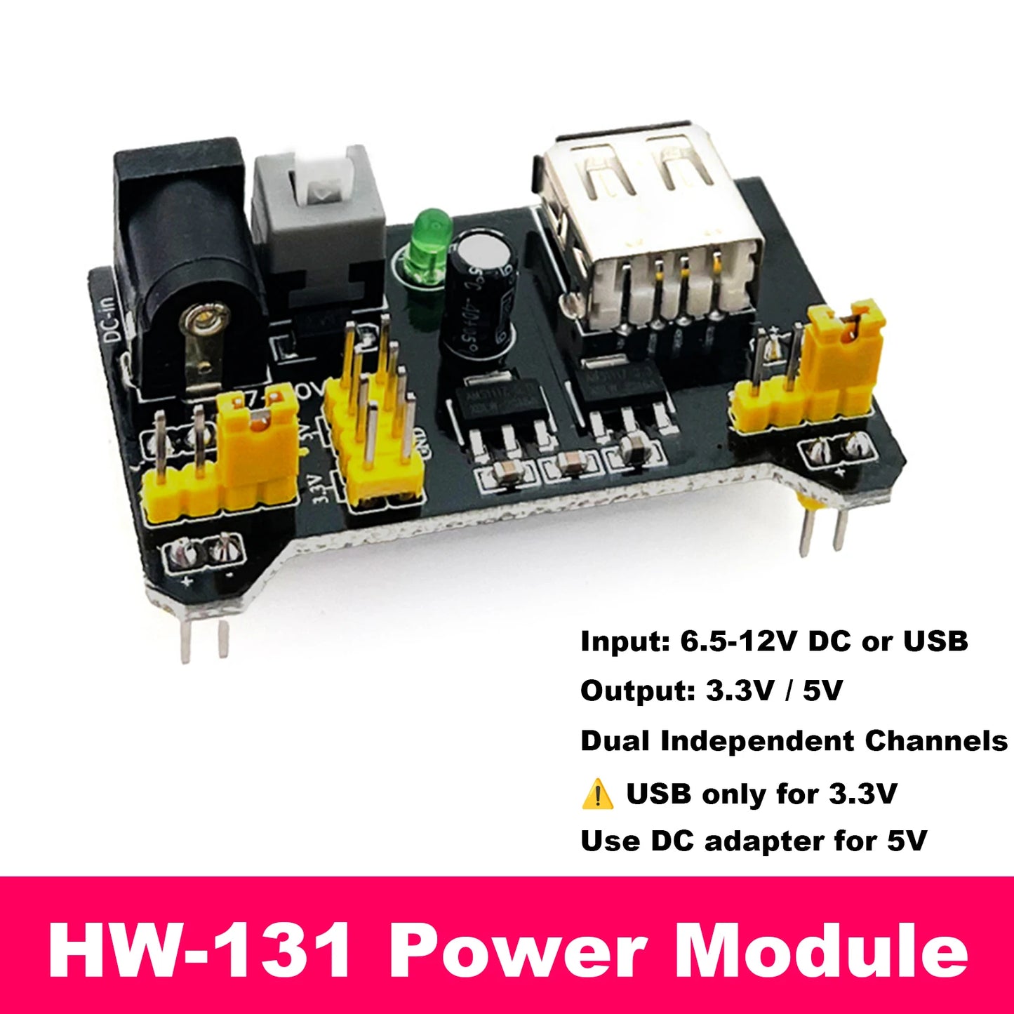 Solderless Breadboard Kit 830 Point 400 Point MB-102 HW-131 Power Module 3.3V 5V 65PCS Jumper Wire Set for Arduino Raspberry Pi
