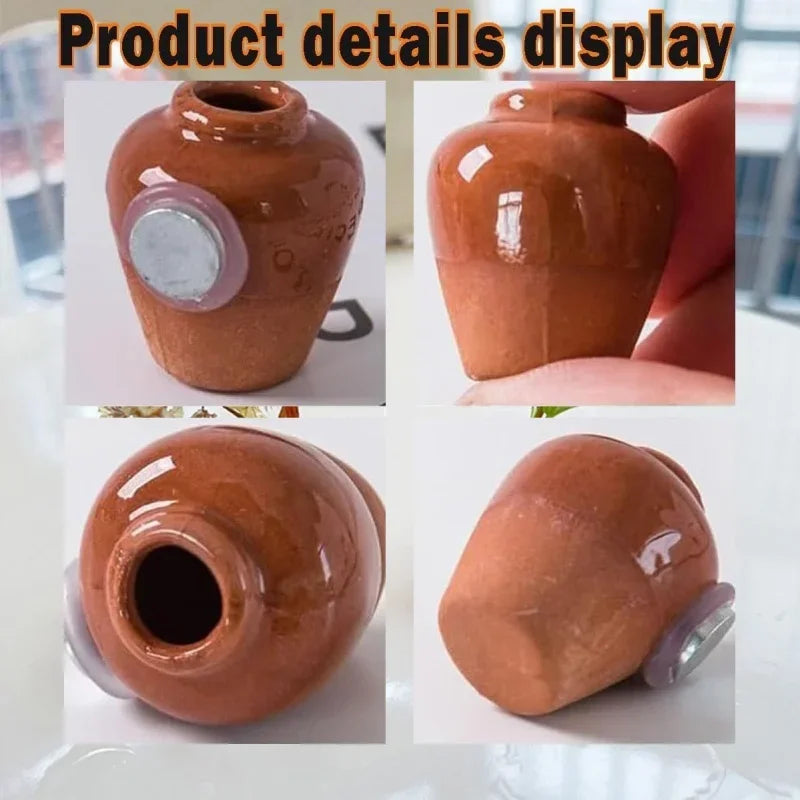 8PCS Mini Ceramics Vase Fridge Magnet DIY Porcelain Vase Refrigerator Magnet Message Sticker flowers Plant on Kitchen Gift