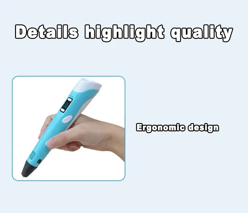 HOMEFISH Electronic 3D Printing Pen with 9M PLA Consumables High-Temperature 3D Graffiti Tool Intelligent Toy Gift