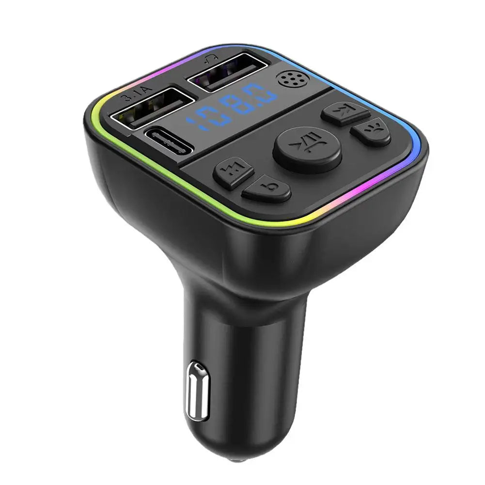 LED Bluetooth 5.0 FM Transmitter With Strong Dual Mics And Deep Bass Sound For Car 48W PD&QC3.0 Car Charger Adapter