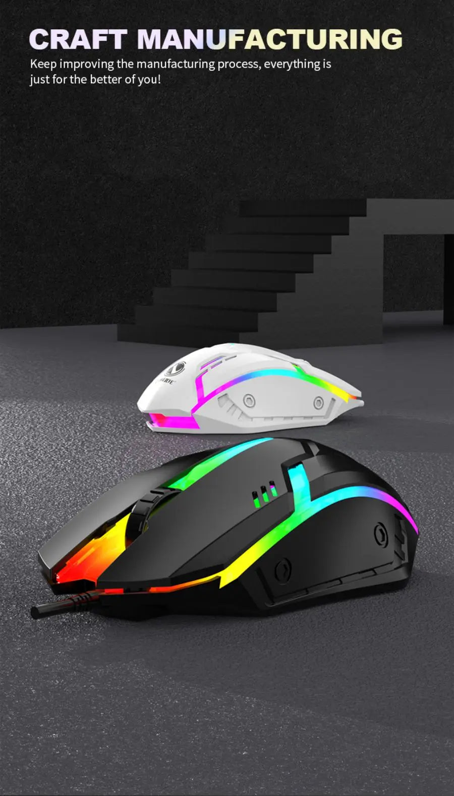 S1 Wired 3 Keys Mouse Colorful Lighting Gaming and Office For Microsoft Windows and Apple IOS System