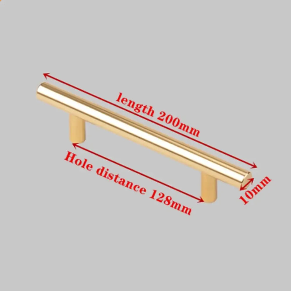 Modern Gold Kitchen Door T Bar Straight Handle Knobs Cabinet Pull Diameter 10mm Stainless Steel Handles Furniture Handle