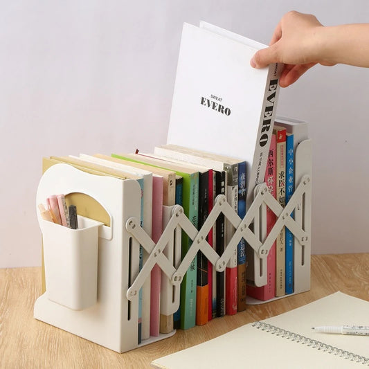 Back to School Desktop Bookshelf Adjustable Telescopic Bookends Book Organizer Stand for Desk Book Storage Rack for Students
