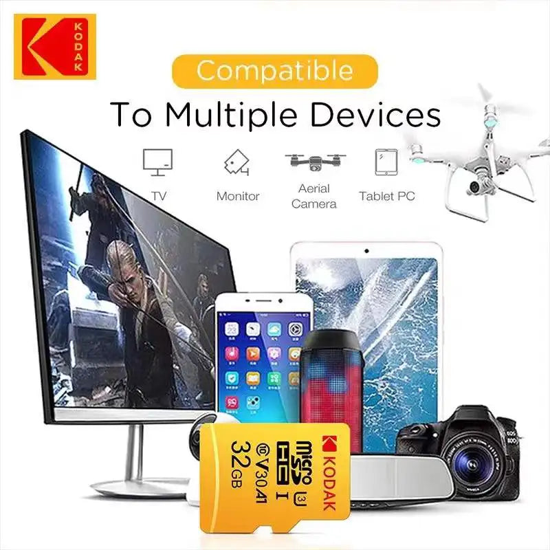 Kodak Micro SD Card 256GB 128GB 64GB 32GB Class10 U3 V30 High Speed Memory Card for Phone Tablet Camera