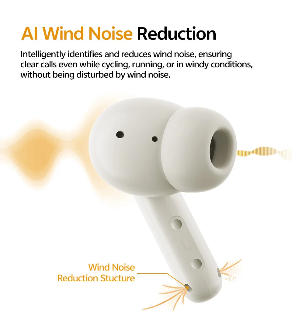 QCY Buds TWS Bluetooth 5.3 Wireless Earphones 10mm Dynamic Driver AI Wind Noise Reduction Earbud 0.68S Low Latency 35H Headphone