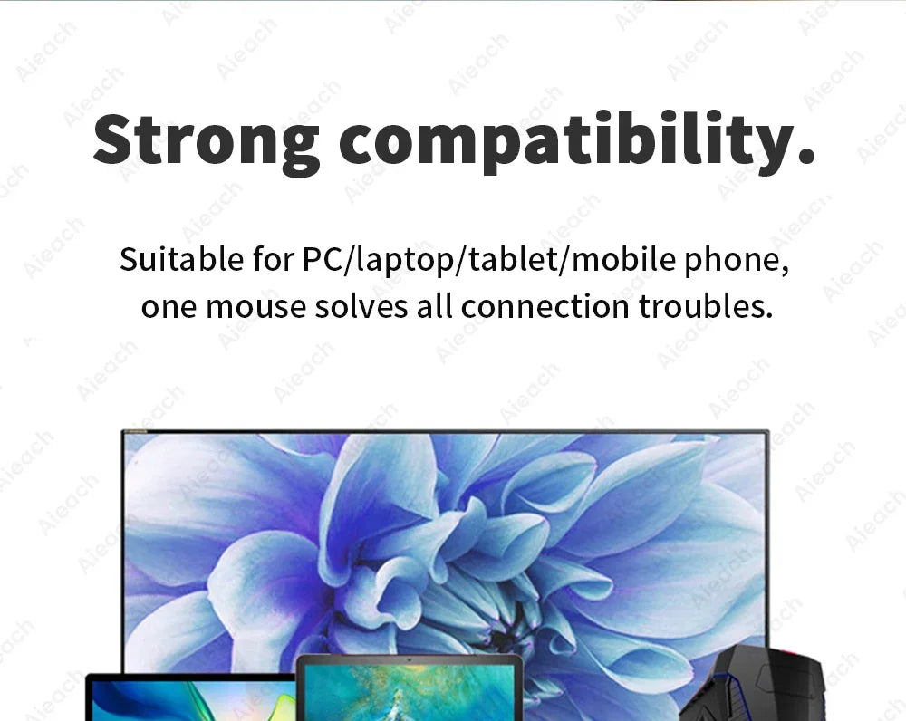 Portable Wireless Bluetooth Mouse Compact Ergonomic 2.4G USB Noiseless 1600DPI 500mAh Rechargeable for PC Tablet Laptop MacBook