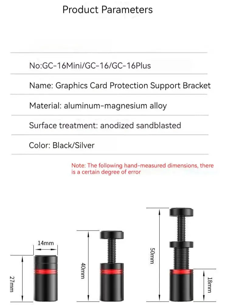 COOLCIRC GC-16 Graphics Card GPU Holder Magnetic Video Card Bracket Vertical Telescopic GPU Stand Support 27-120mm