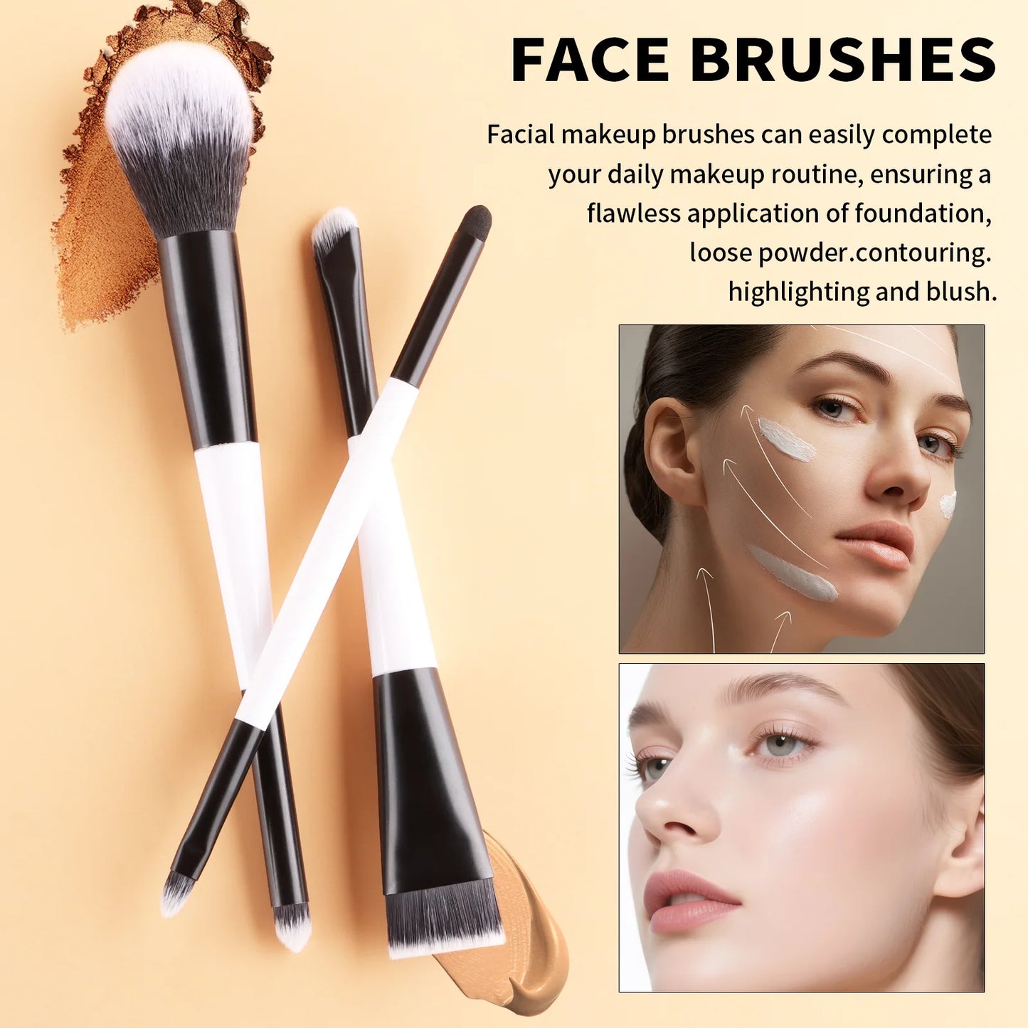 11 full set of eye makeup brushes, double-head design, eyeshadow brush, smudge brush, eyebrow brush, full set of beauty tools