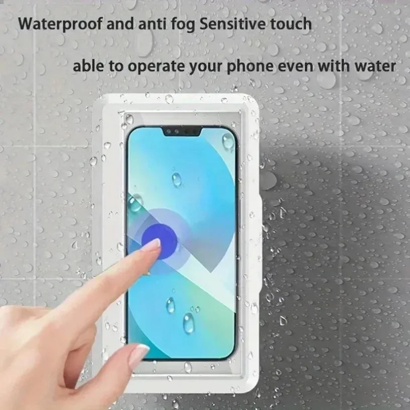 Waterproof Anti-Fog Touch Screen Shower Phone Holder No Drill Wall Mount Bracket Fits 4.7-7 Inch Phones For Bathroom Kitchen Toilet