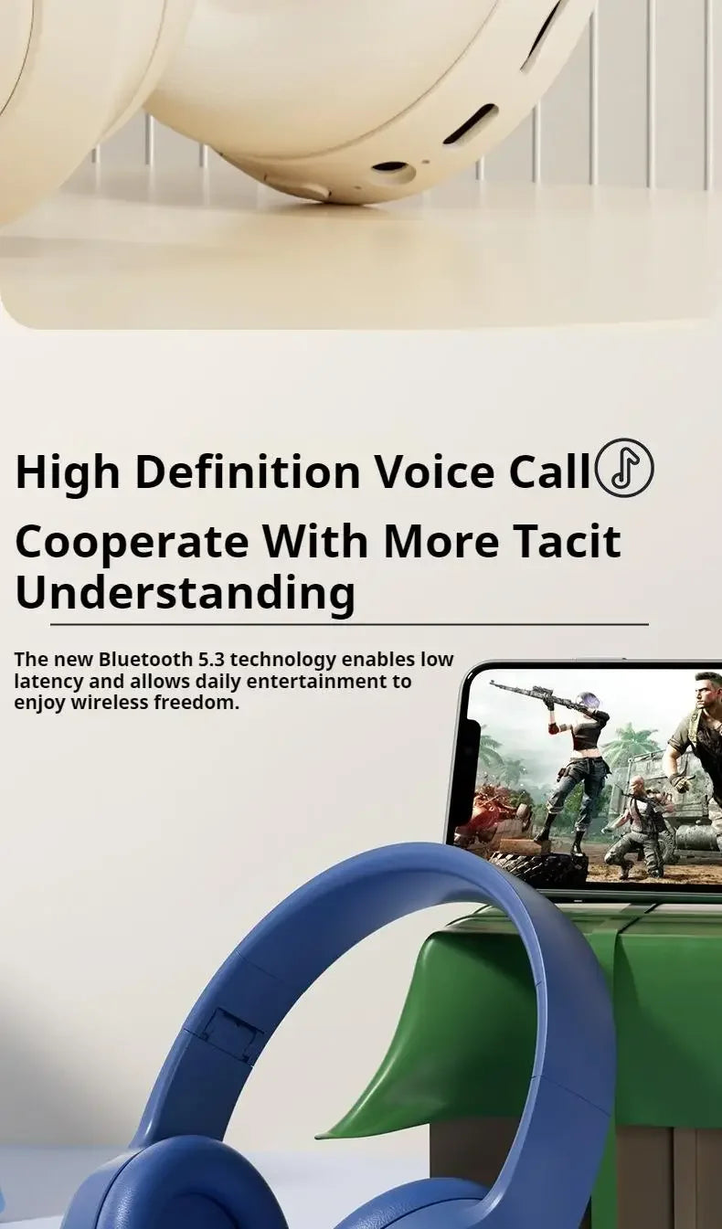 Over Ear HIFI Stereo M5 Headsets Wireless Bluetooth 5.3 Headphones Sports Gaming Earphones Support TF/AUX Noise Reduction