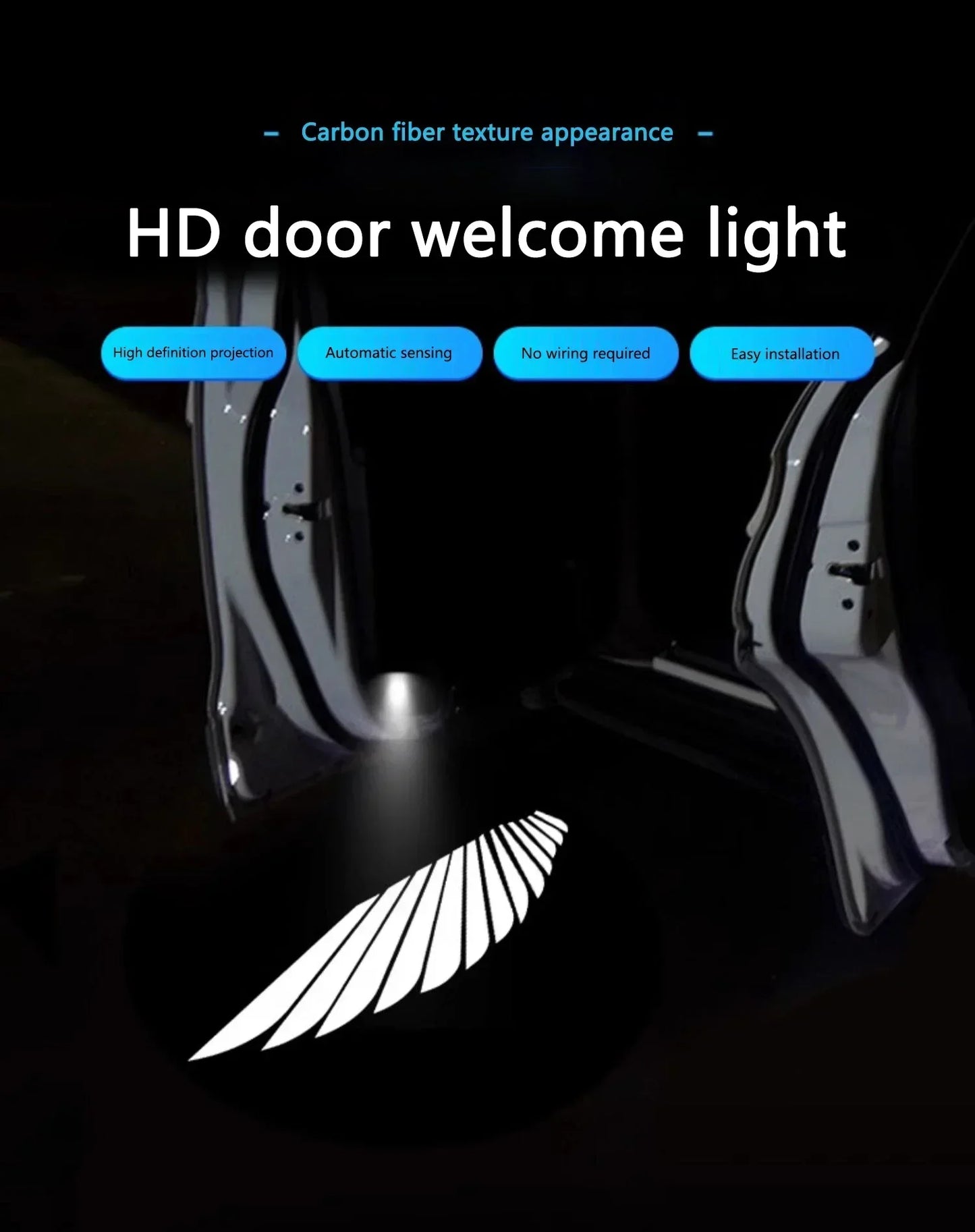 Wireless HD Laser Car Door Projector - 2/4pcs, Auto Accessory, No Wiring Required, Battery-Powered,  for Easy Night Entry