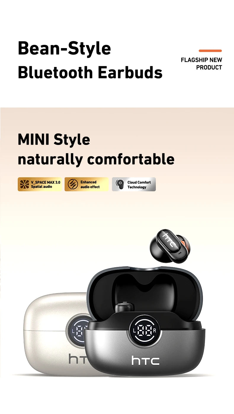 HTC NE79 TWS Bluetooth 6.0 Earbuds AI Translation 135 Languages ENC Noise Cancelling HiFi Stereo Headphones with LED Display