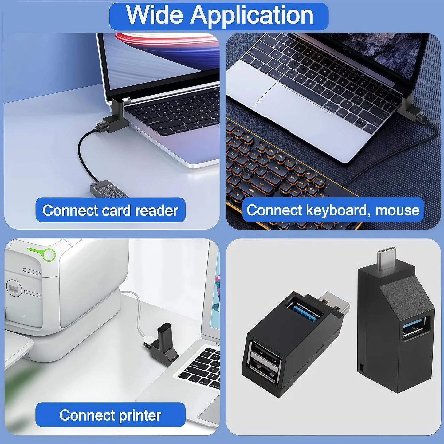 USB 3.0 Hub 4-Port Adapter - High Speed Data Transfer (5Gbps) for PC/Laptop/Mac - Compact USB Splitter for Flash Drive, Mouse
