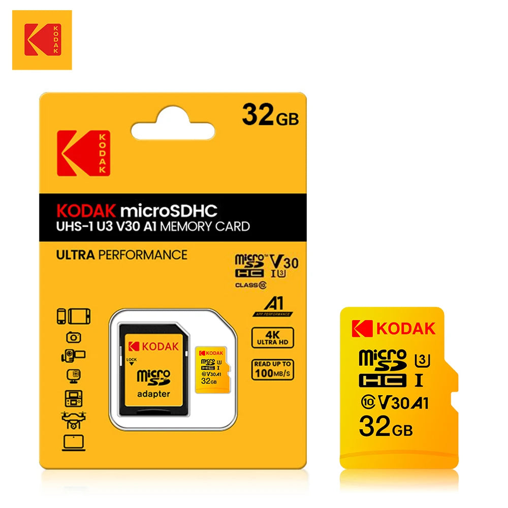 Kodak Micro SD Card 256GB 128GB 64GB 32GB Class10 U3 V30 High Speed Memory Card for Phone Tablet Camera