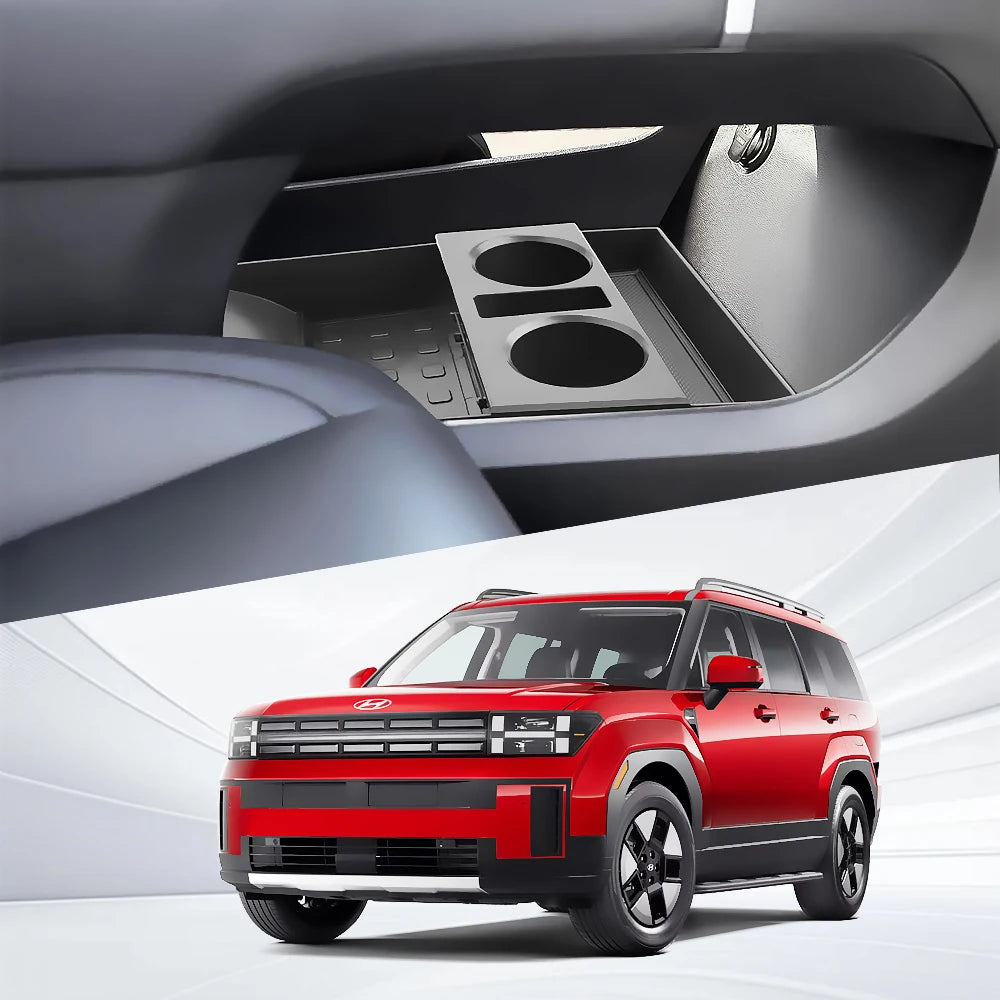 For Hyundai Santa Fe 2024 2025 Car Center Console Box Central Lower Layer Storage Tray Organizer Stowing Tidying Accessories