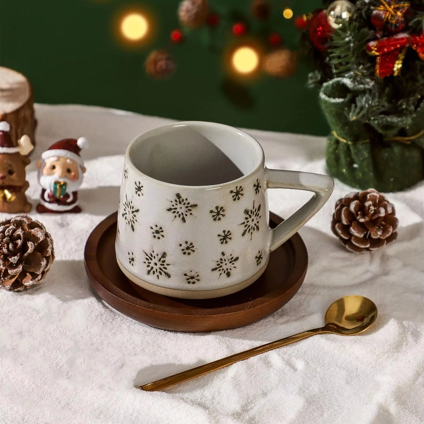 Retro Ceramic Coffee Mug Heat-resistant Handgrip Cup For Juice Water Milk Office Kitchen Restaurant Christmas Mug Gift