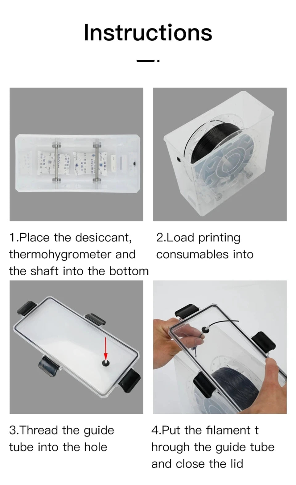 3D Printer Parts Filament Dryer Box Airtight And Moisture-Resistant Real-Time Monitoring for 3D Printer Tools Storage Box Holder