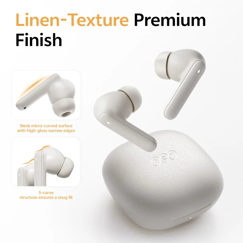 QCY Buds TWS Bluetooth 5.3 Wireless Earphones 10mm Dynamic Driver AI Wind Noise Reduction Earbud 0.68S Low Latency 35H Headphone