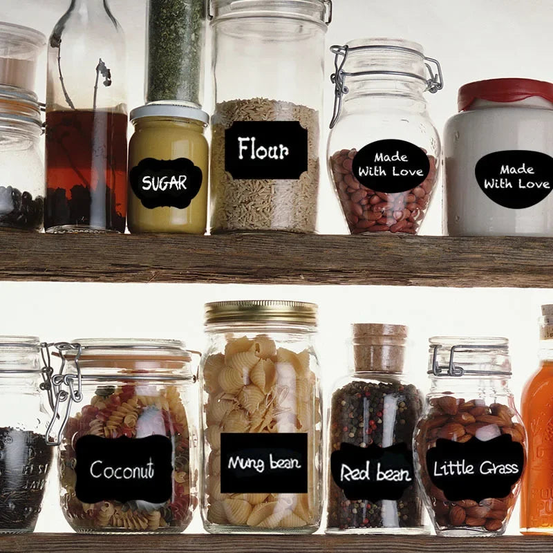 1-49Pcs Kitchen Accessories Blackboard Sticker Labels with Rewritable White Liquid Chalk Salt Spice Jar Organizer Kitchen Gadget