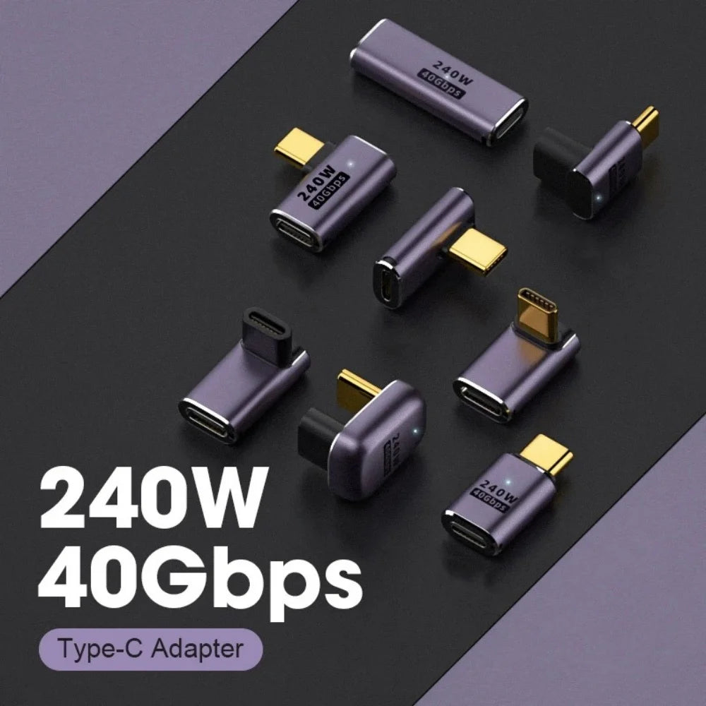 PD240W USB4.0 Type C to USB C Fast Charging Adapter Converter 40Gbps Data Sync Connector 8K@60Hz USB C OTG Adapter for MacBook