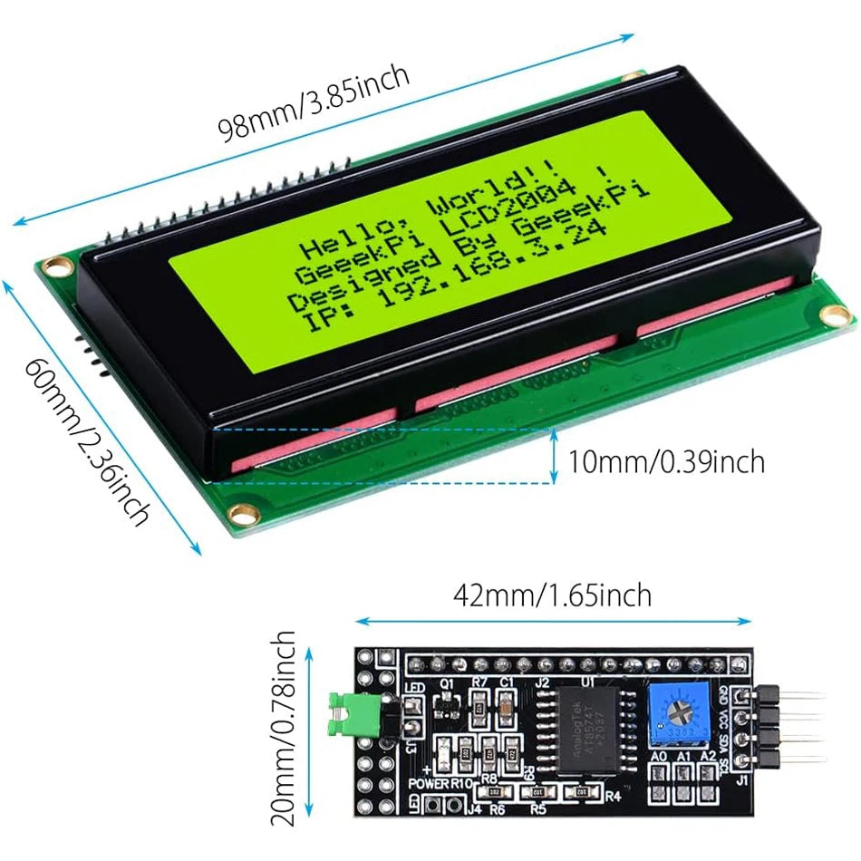 LCD2004 2004 LCD Module Blue/Green/White Screen 20X4 Character LCD Display IIC I2C Serial Interface Adapter Module for Arduino