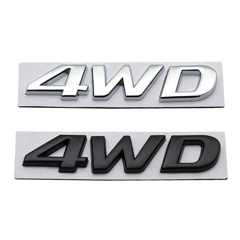 3D Metal 4WD Logo Decals Emblem Badge Car RearTrunk Fender Adhesive Badge Body Sticker ForToyota RAV 4 Hyundai Honda Accessories