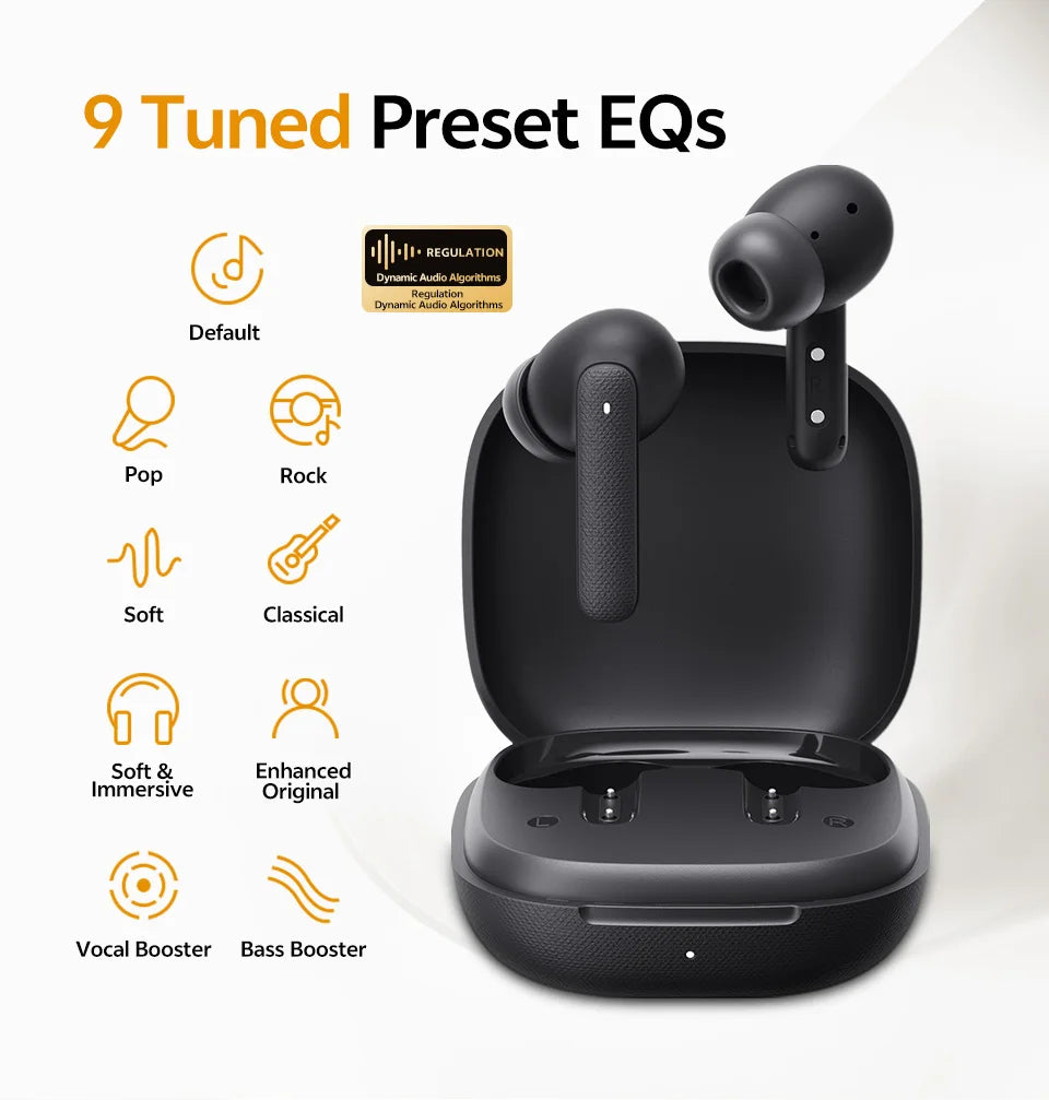 QCY Buds TWS Bluetooth 5.3 Wireless Earphones 10mm Dynamic Driver AI Wind Noise Reduction Earbud 0.68S Low Latency 35H Headphone