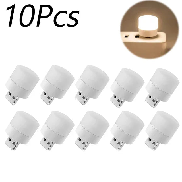 Small USB Night Light Computer Mobile Power Charging Mini Book Lamps LED Light Warm White Eye Protection Reading Light 1/10Pcs