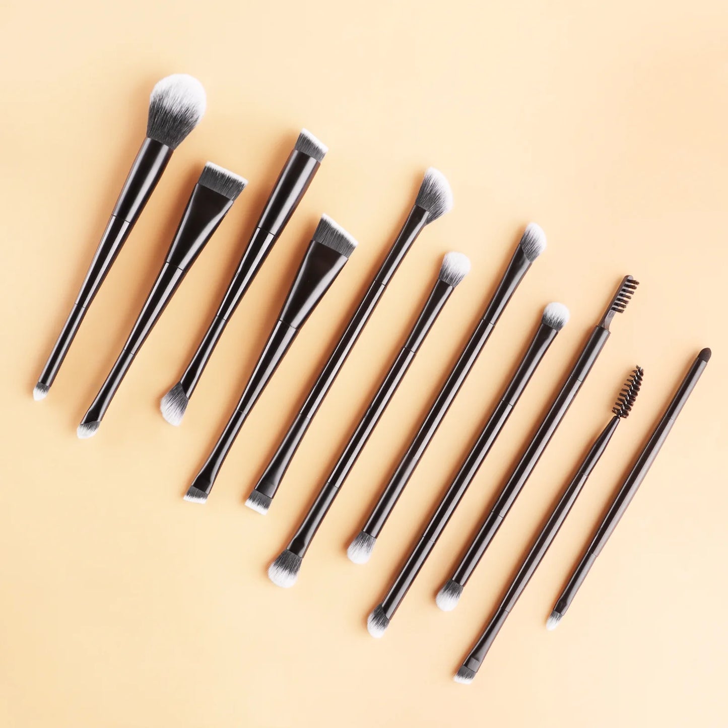 11 full set of eye makeup brushes, double-head design, eyeshadow brush, smudge brush, eyebrow brush, full set of beauty tools