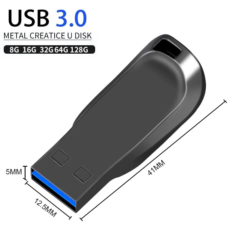High-Speed Metal Rod USB Flash Drive 3.0 Durable Data Storage Stick Pen U Disk Multiple Capacities Options-128GB 64GB 32GB 16GB