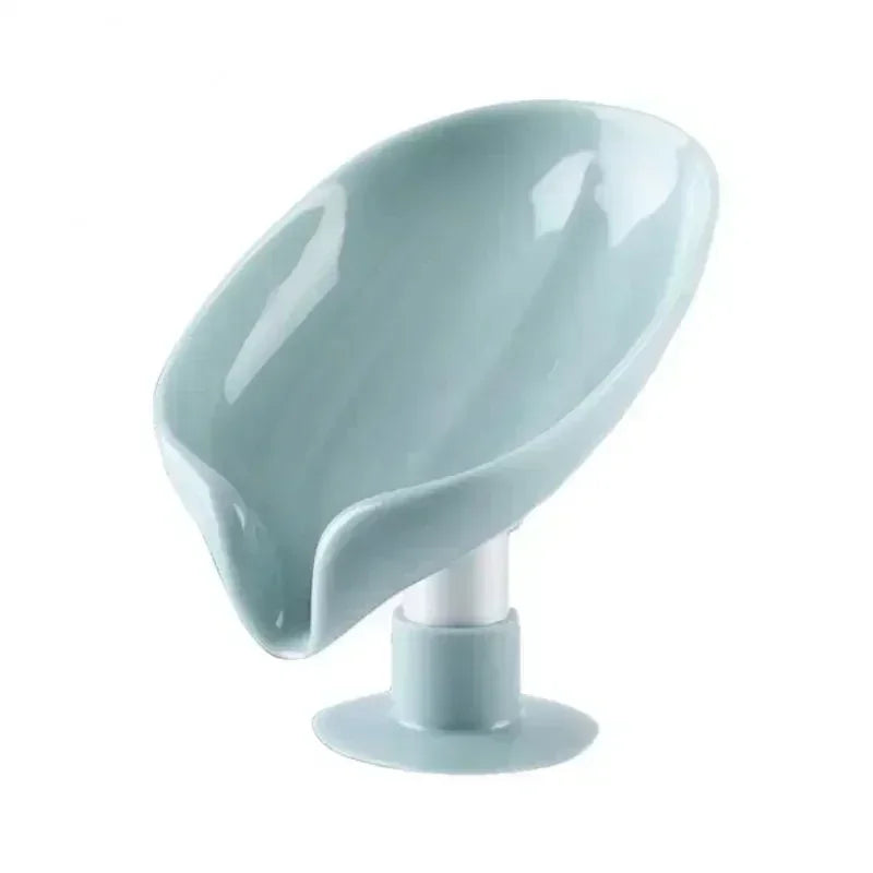 Portable Anti-slip Soap Holder Leaf Shape Bathroom Shower Soap Dish Kitchen Drain Sink Sponge Storage Rack Suction Cup Tray