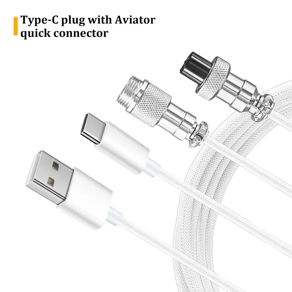 Mechanical Keyboard Coiled Cable Detachable USB C Aviator Connector Coiling Cable Desktop Computer Gaming Keyboard Accessories