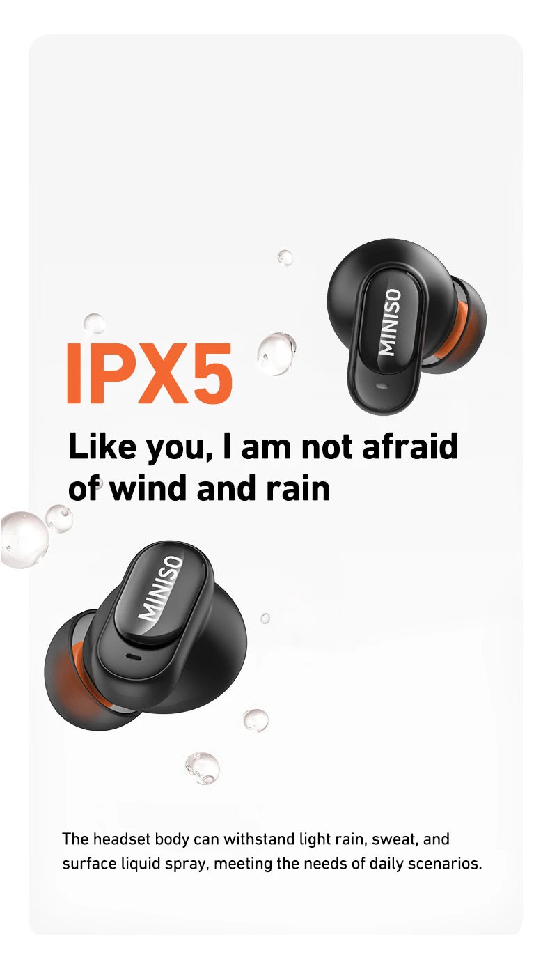 MINISO MS105 Bluetooth Earphone In-Ear Earbuds Soft Earbuds Wireless Headphones Waterproof IPX5