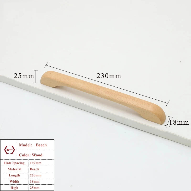 Walnut Beech Kitchen Cabinet Handle Drawer Solid Wood Furniture Door Drawer Round Knob Cupboard Wooden Handle Hardware Long Pull