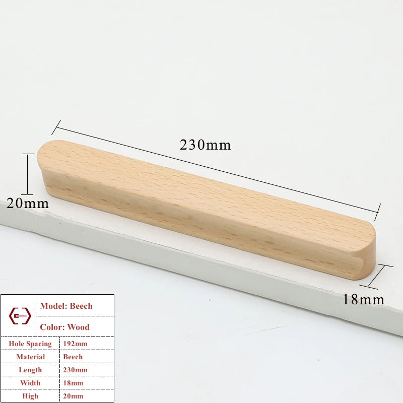 Wooden Cabinet Handles Beech Walnut Solid Wood Furniture Door Handle Kitchen Cupboard Drawer Knobs Wardrobe Hardware Pull Handle