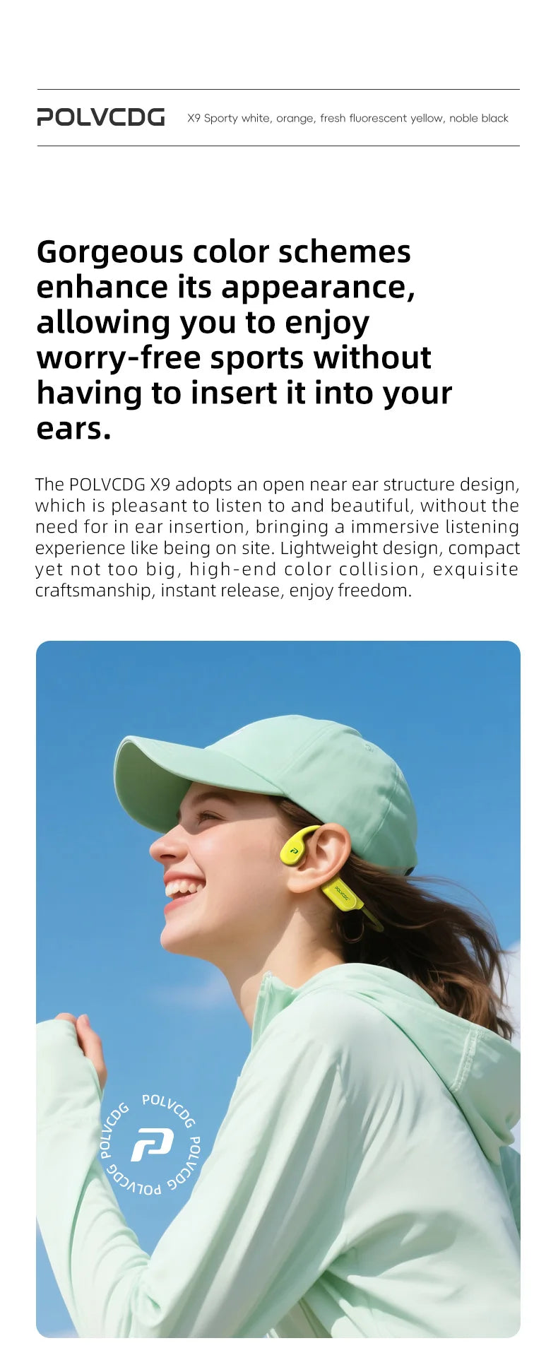 POLVCDG X9 Bone Conduction Earphones 32G IPX8 Waterproof Open Design for Swimming Running Cycling Hanging Earphones