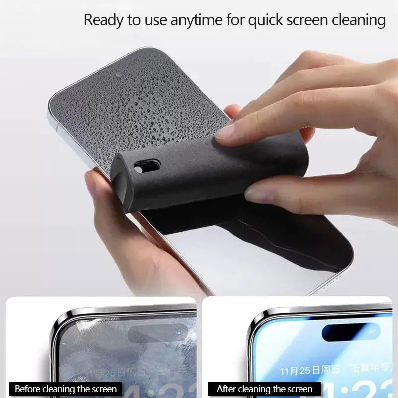 Mobile screen cleaner 2-in-1 spray wipe tablet LCD laptop cleaning tool for oil removal and fingerprint prevention
