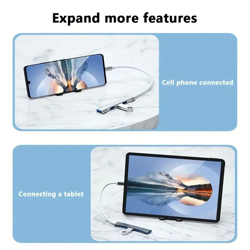 467 USB Dock Multi-Function Wire Divider High Speed Transmission One Drag Four Expanders for Mobile Phone Computer