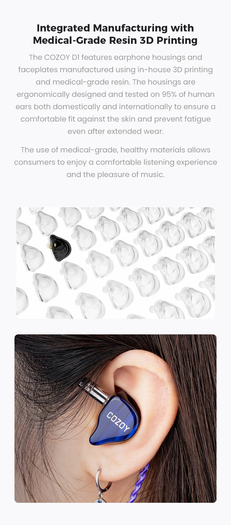 COZOY D1 IEM 10mm Graphene Diaphragm Dual Magnetic Circuit Dual Cavity Dynamic Wired In-Ear Earphones