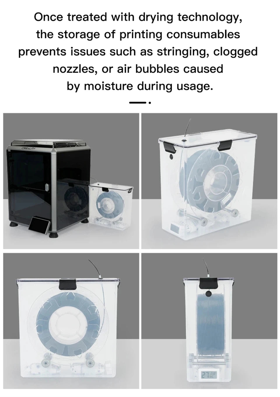 3D Printer Parts Filament Dryer Box Airtight And Moisture-Resistant Real-Time Monitoring for 3D Printer Tools Storage Box Holder