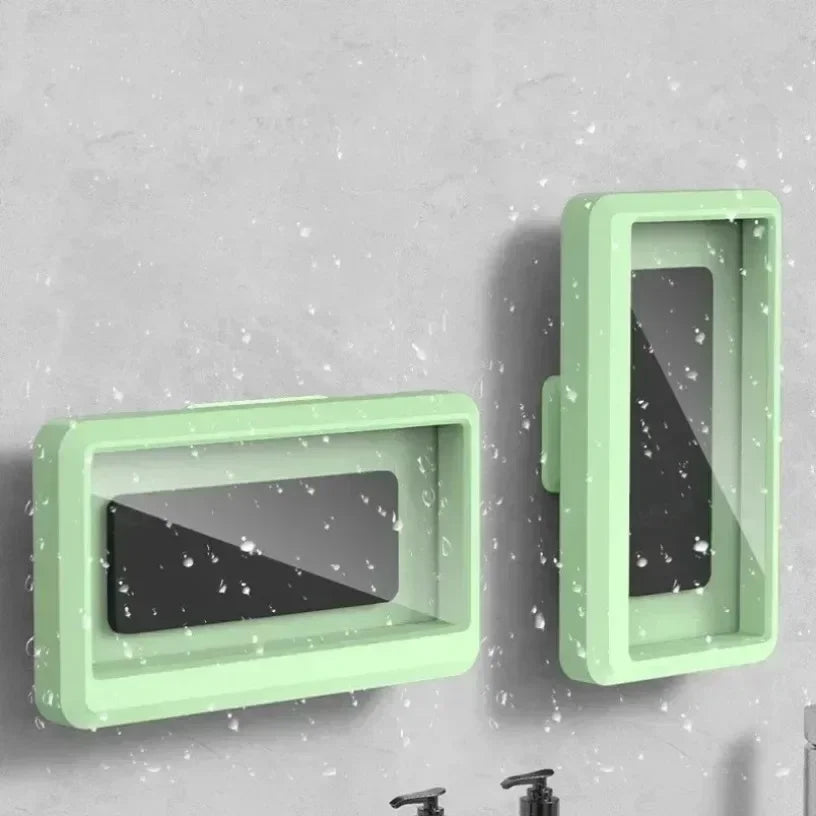Waterproof Anti-Fog Touch Screen Shower Phone Holder No Drill Wall Mount Bracket Fits 4.7-7 Inch Phones For Bathroom Kitchen Toilet