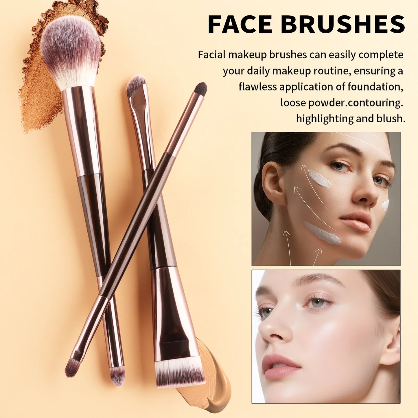 11 full set of eye makeup brushes, double-head design, eyeshadow brush, smudge brush, eyebrow brush, full set of beauty tools