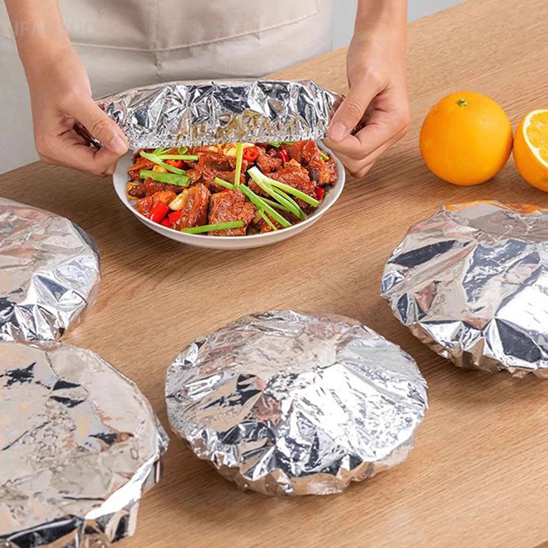 10-50Pcs Reusable Aluminum Foil Bowl Cover Refrigerator Fresh-keeping Lids Heat Preservation Kitchen Storage Accessories Gadget