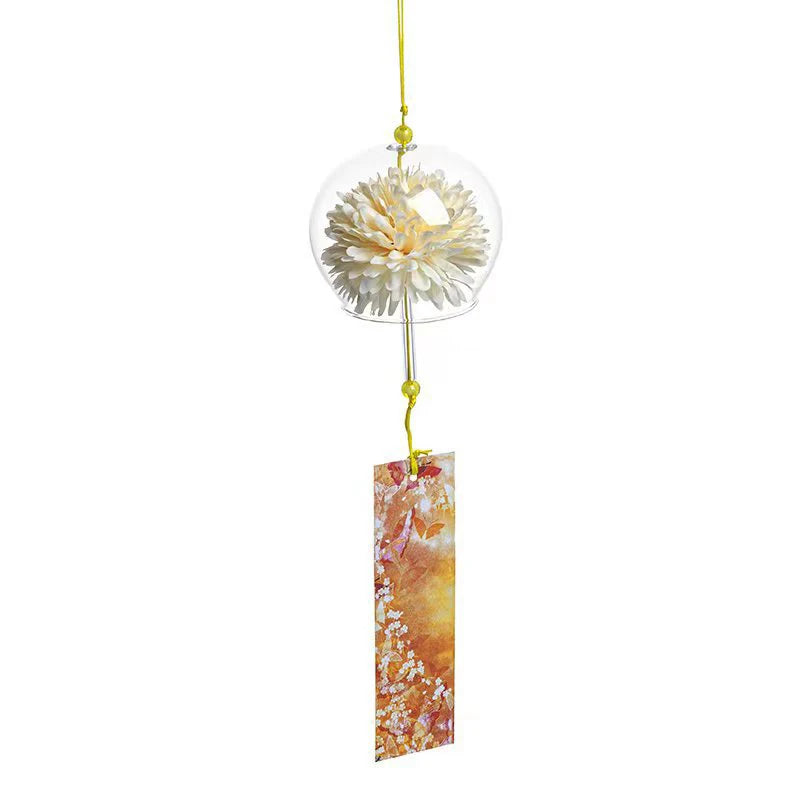 1PC Japanese Wind Bell Japan Wind Chime Handmade Glass Furin Home Spa Kitchen Office Decor Sakura Cherry Blossom Pattern Pendant