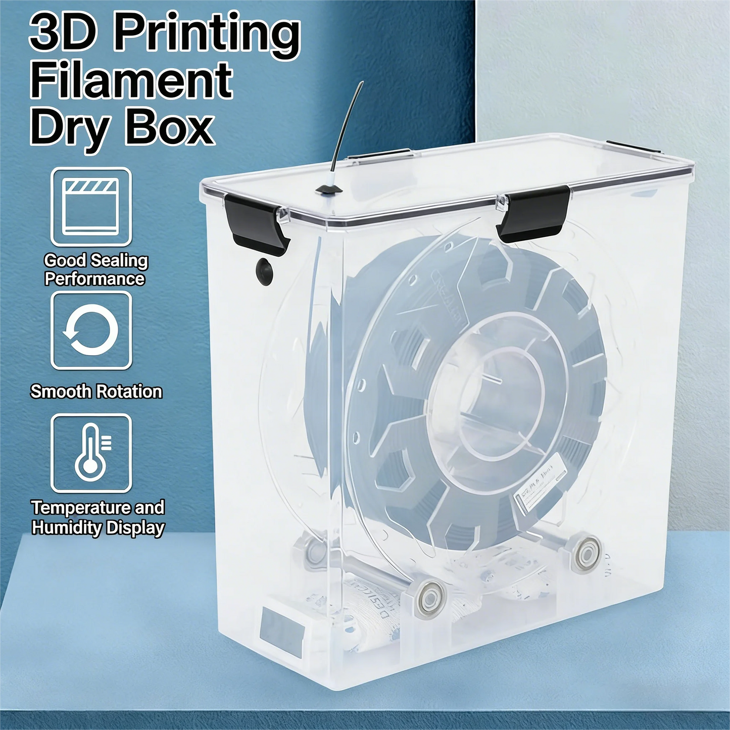 3D Printer Filament Dryer Box Airtight Moisture Proof Storage with Real-Time Monitoring & Tool Holder for 3D Printing Filament